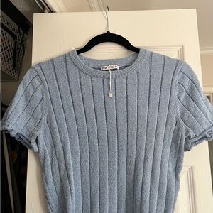 Zara Soft Blue Knit Sweater